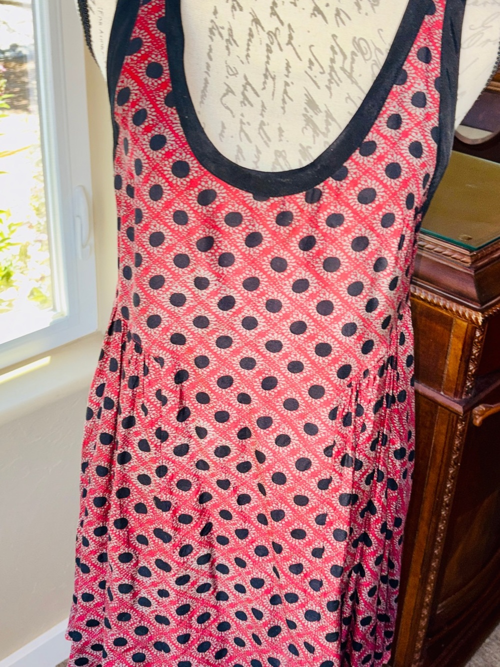 Free People Red Mini Dress with Black Dots